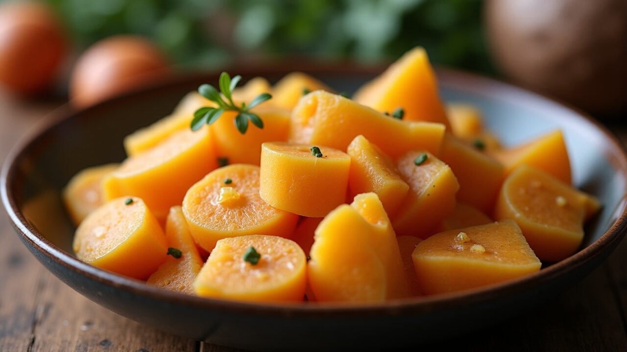 Délice onctueux de patates douces et carottes sublimé par une touche de lait de coco