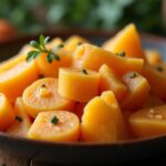 Délice onctueux de patates douces et carottes sublimé par une touche de lait de coco