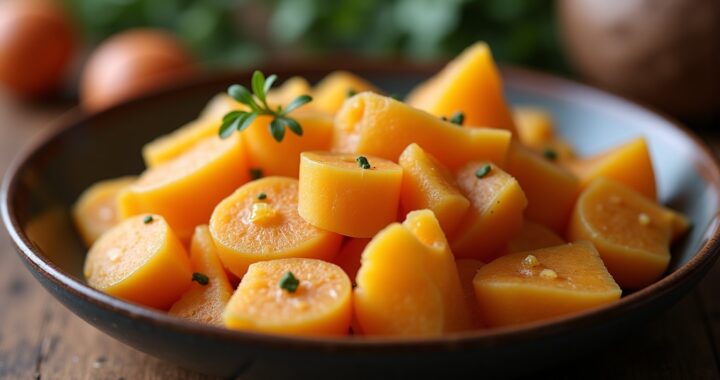 Délice onctueux de patates douces et carottes sublimé par une touche de lait de coco