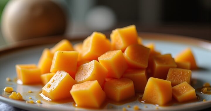 Délice onctueux de patates douces et carottes, sublimé par un voile de lait de coco
