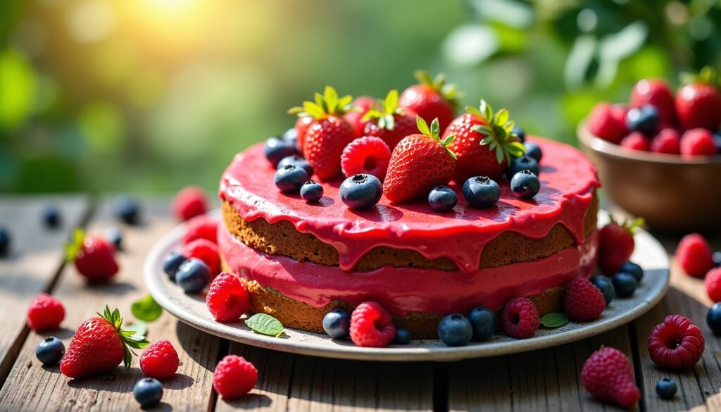 Dégustez un gâteau aux fruits rouges exquis, votre complice gourmand à emporter partout