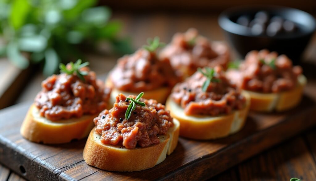 Crostini toscans rustiques au foie de volaille relevé d'une pointe de poivre